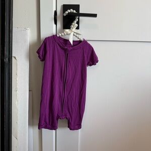 Little Sleepies Purple Baby Romper with Front Zipper